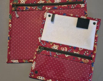 Gingerbread Kids Vinyl Front Project Bag & Notion Wallet