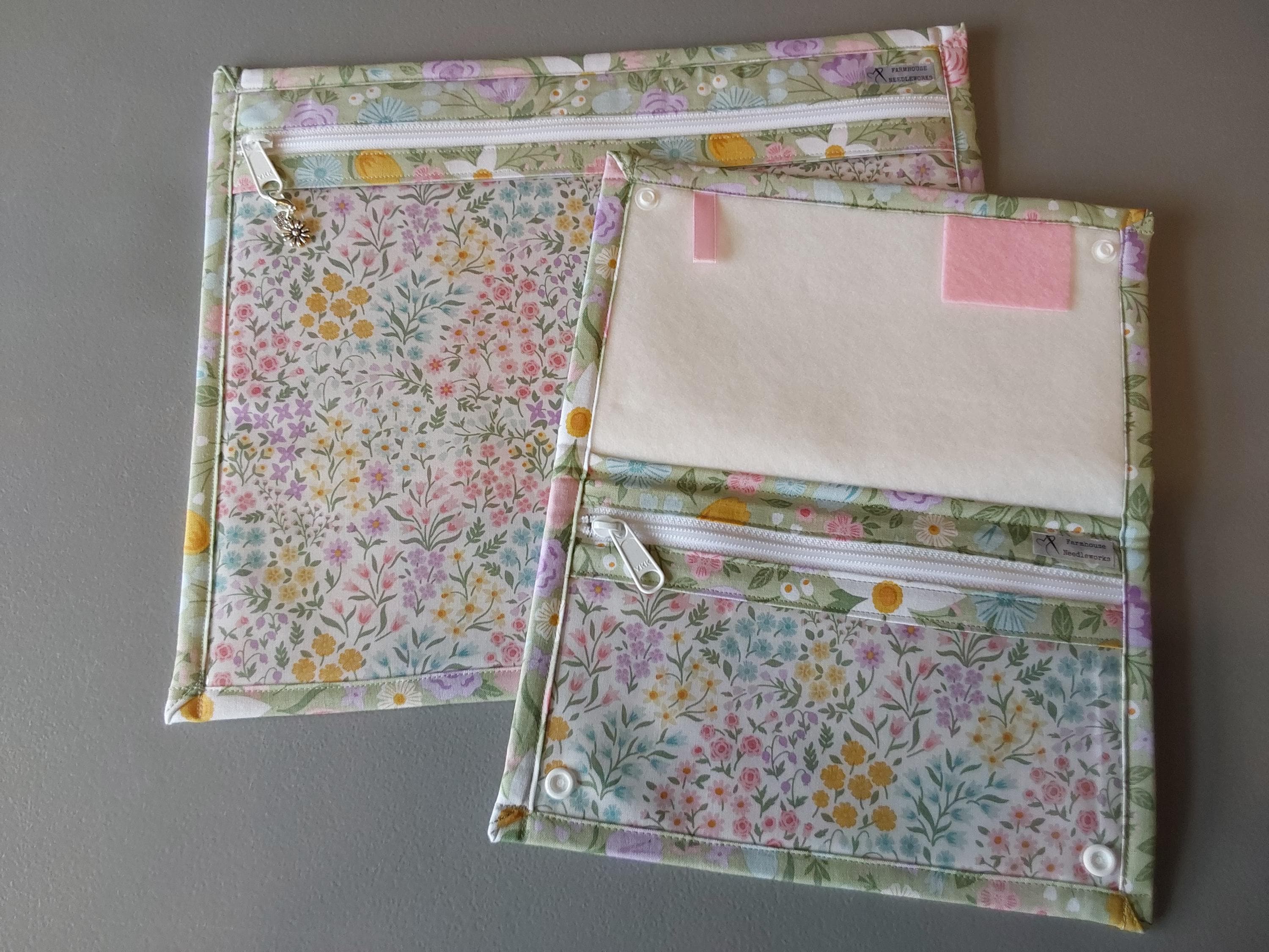 Spring Flowers Vinyl Front Project Bag & Notion Wallet Set