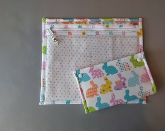 Easter Bunnies Vinyl Front Project Bag & Notion Wallet Set