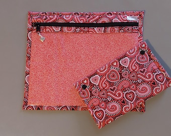 Swirled Hearts Vinyl Front Project Bag & Notion Wallet