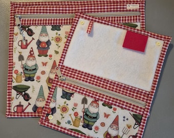 Garden Gnomes 2 Vinyl Front Project Bag & Notion Wallet