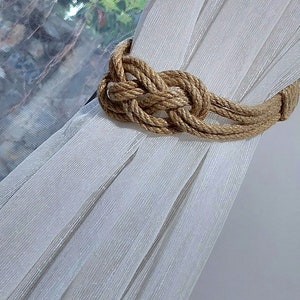 2 pieces Double-Row Jute Rope Curtain Tieback - Nautical Curtain Tie Backs