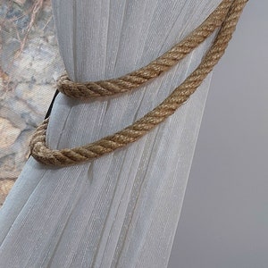 Jute Rope Curtain Tie Backs - Rustic Handmade Decor (Set of 2)
