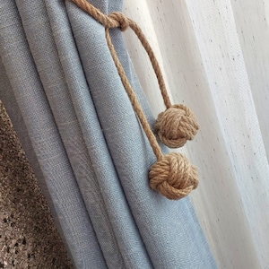 2 Pieces Handcrafted Jute Rope Monkey Knot Curtain Tieback