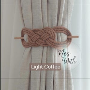 2 Pcs Light Brown Cotton Rope Curtain Tiebacks – Rustic Home Decor – Handcrafted Curtain Holders – Farmhouse Style Window Accessories