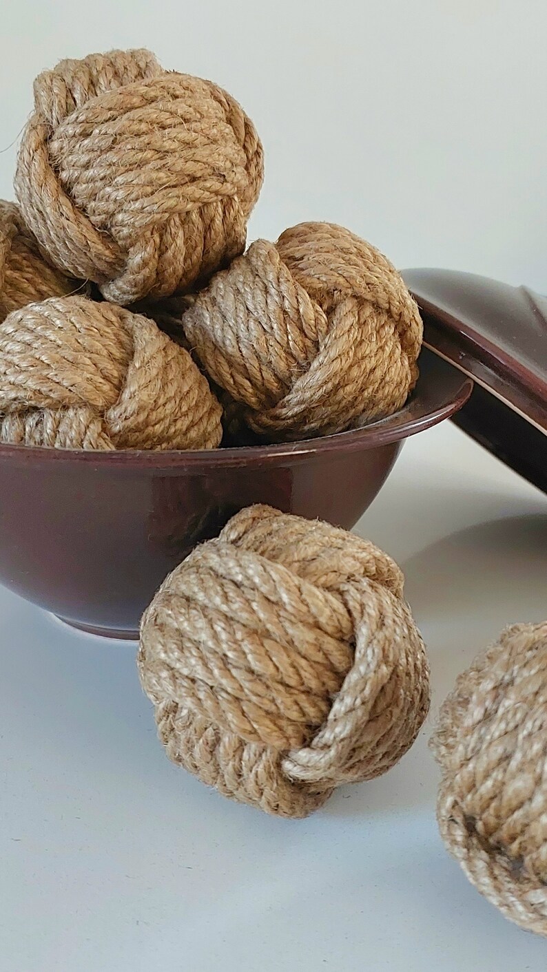 Monkey Knot Jute Rope Table Number Holders Nautical Ball Place Card
