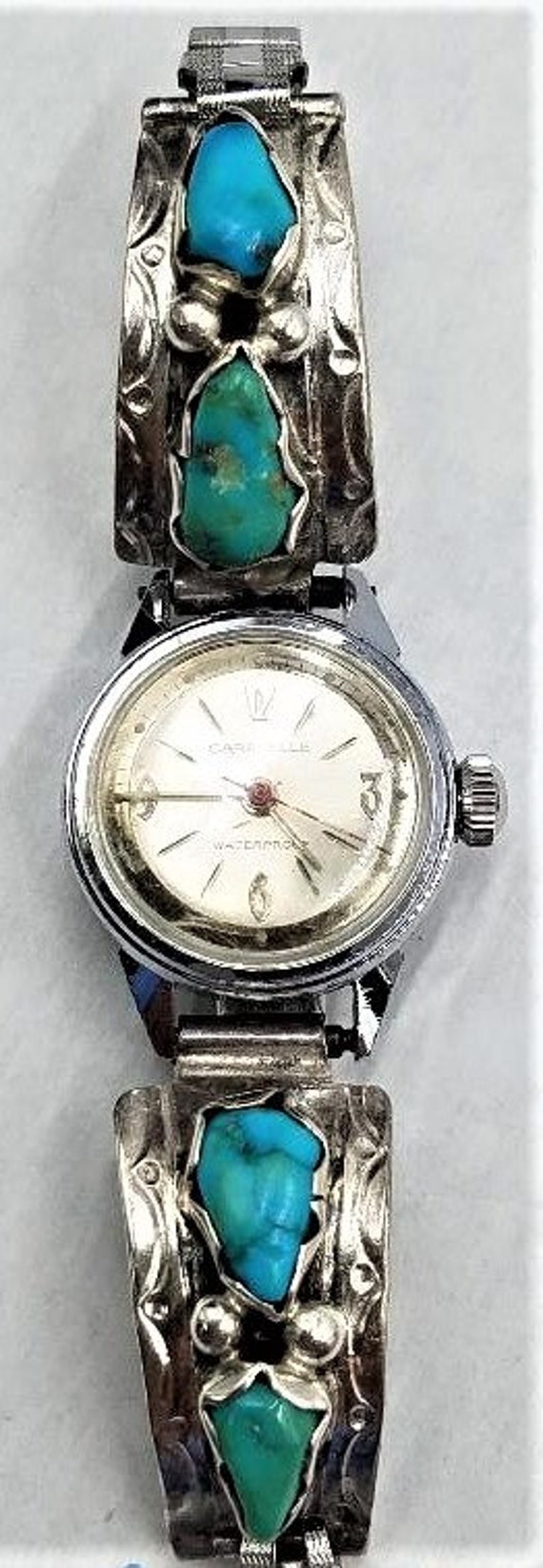 Navajo Style Turquoise sterling Watch Band Womens Caravelle Watch Etsy