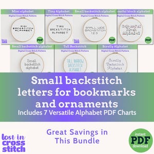 Alfabetbundel met stiksteek (7 lettertypen) – pdf met kruissteek- en borduurletters, compatibel met patroonhouder