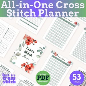 All-in-One Cross Stitch Planner and Tracker Printable PDF Instant Download Craft Planner in A4 and US Letter