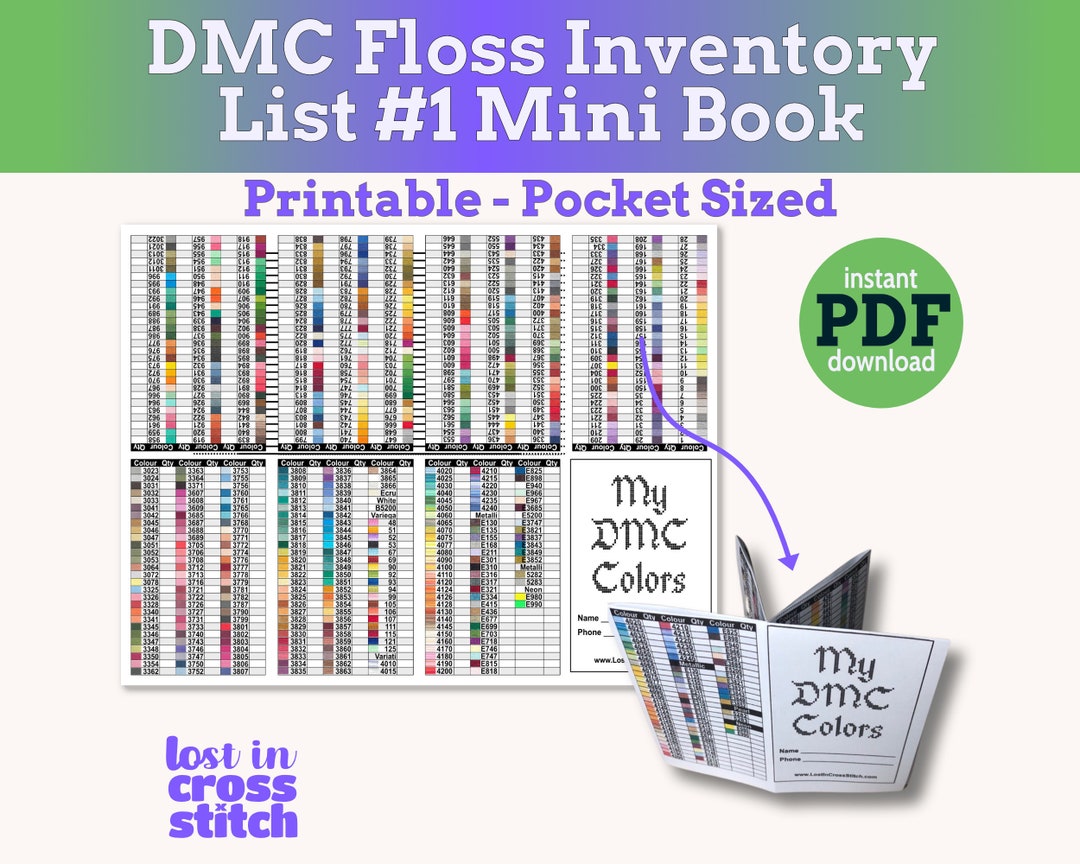 Dmc floss inventory tracker mini book for cross stitchers to organize