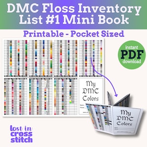 DMC Floss Bestandstracker Mini-Buch für Kreuzstichleger zum Organisieren von Stickgarn Sofortiger Download PDF in US Letter und A4 Größen