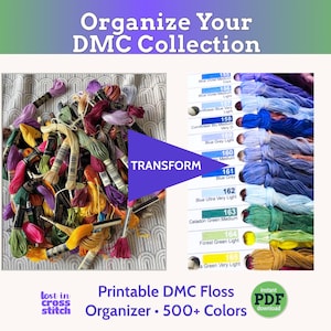 Printable DMC Floss Organizer Cards | 500+ Colors Thread Storage System | Cross Stitch Embroidery