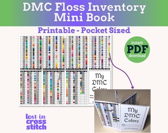 Mini livre DMC Floss Inventory Tracker pour broder au point de croix pour organiser le fil à broder Téléchargement instantané PDF aux formats Lettre US et A4