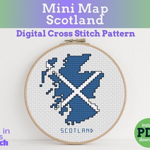 Petite carte du drapeau de la Petite Écosse | Modèle numérique de point de croix | Téléchargement instantané PDF | Point de croix rapide