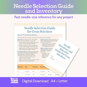Needle Chart for Tapestry Embroidery Cross Stitch, Needle Selection Guide and Inventory, Instant Download PDF