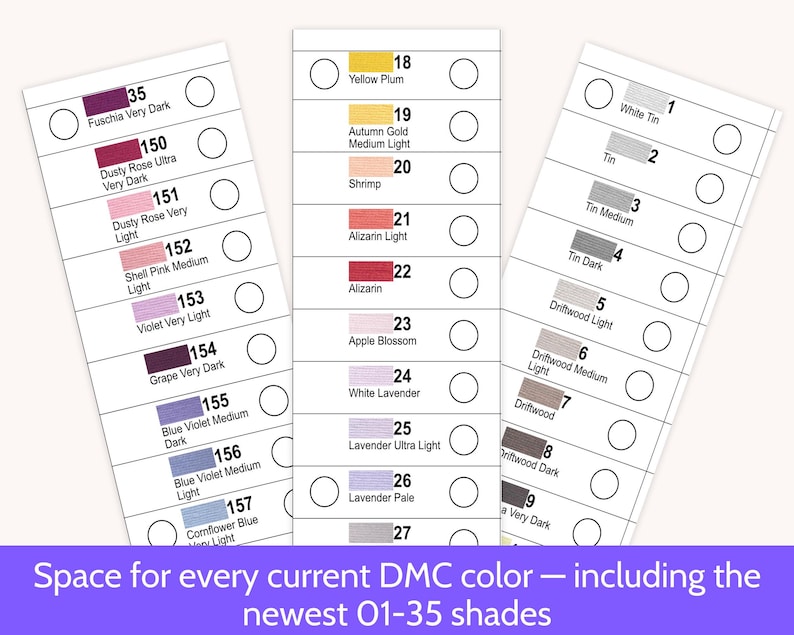 Printable DMC Floss Organizer Cards | 500+ Colors Thread Storage System | Cross Stitch Embroidery image 6