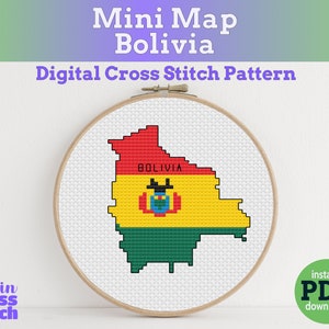Tiny Little Bolivia flag map | Digital Cross Stitch Pattern | PDF instant download