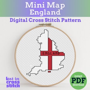 Kleine Little England Flagge-Karte | Digitales Kreuzstichmuster | PDF Sofort-Download