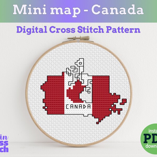 Cross Stitch Map of Canada Etsy