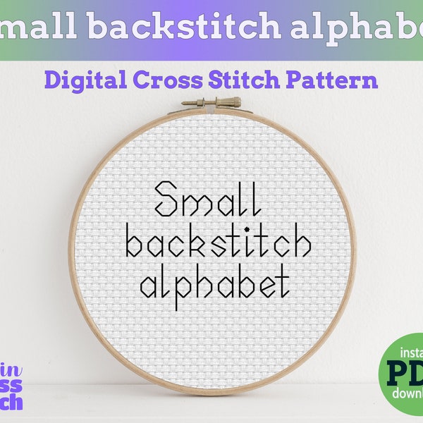 Small Backstitch Alphabet cross stitch PDF pattern Instant Downloadsmall and easy cross stitch design cross stitch fonts | A-Z & 0-9