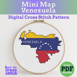 Tiny Little Venezuela flag map | Digital Cross Stitch Pattern | PDF instant download