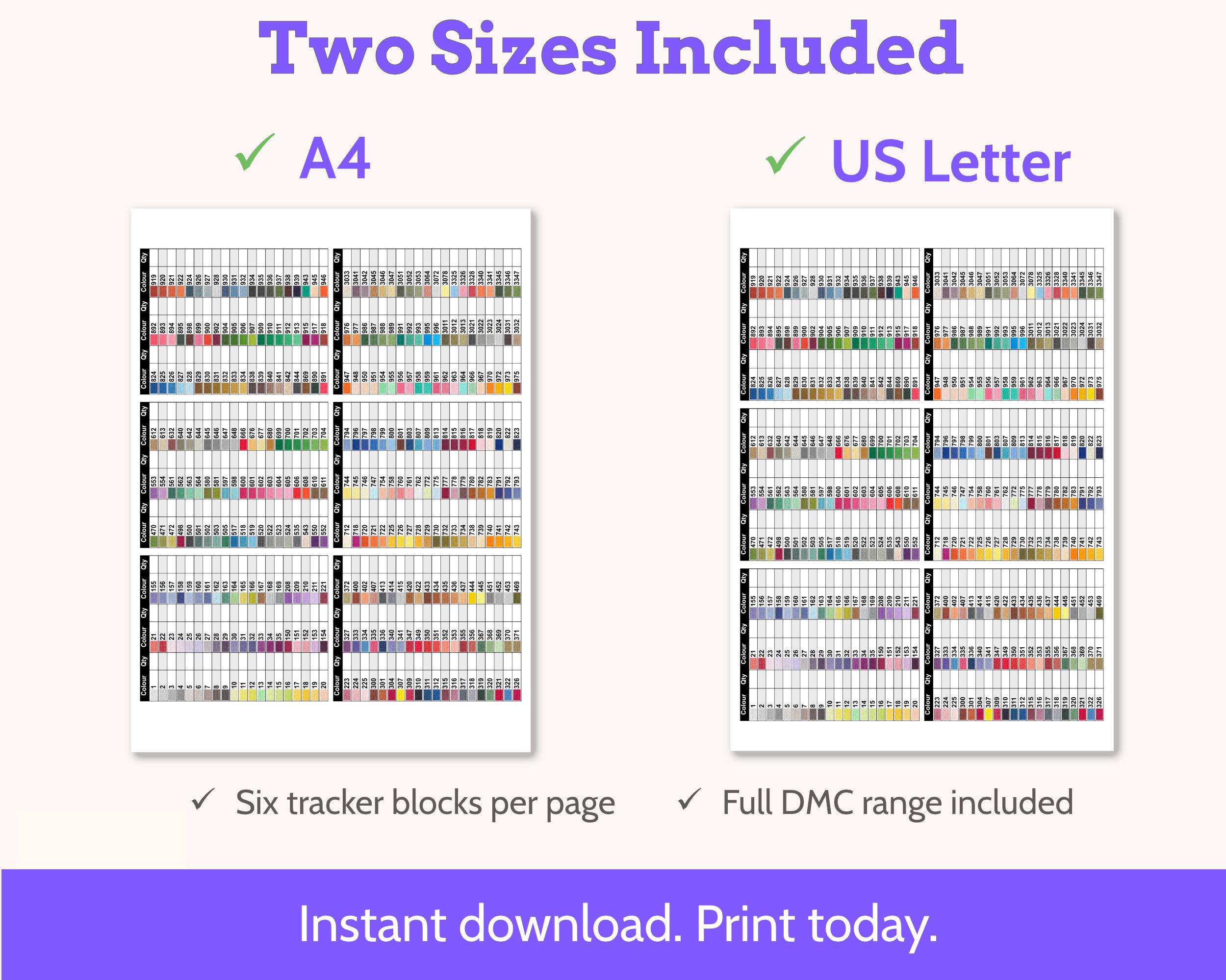 Printable DMC Floss Tracker Planner Stickers • DMC Color Inventroy • A4 ...