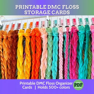 Tarjetas organizadoras de hilo DMC imprimibles / Sistema de almacenamiento de hilo de más de 500 colores / Bordado de punto de cruz