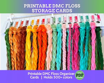 Tarjetas organizadoras de hilo DMC imprimibles / Sistema de almacenamiento de hilo de más de 500 colores / Bordado de punto de cruz