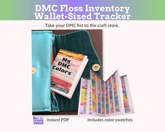 Wallet-Sized DMC Floss Tracker: Portable Mini-Book Inventory for Stitchers. Number Order Printable Thread List PDF (Includes 2023 Colors)