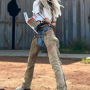 Women Leather Chap Hand Made Western Chap Horse Riding Fringes Pant Cowboy Costume Cowgirl Equestrian Chap Women Riding Chap Gifts For Women