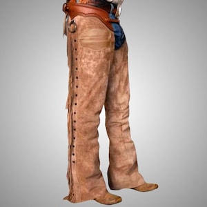 Mens 100% Real Suede Leather Western Cowboy Chap Fringes Handmade Western Cowboy Chap Fringes Leather Pant Riding Chaps Mens Leather Chap