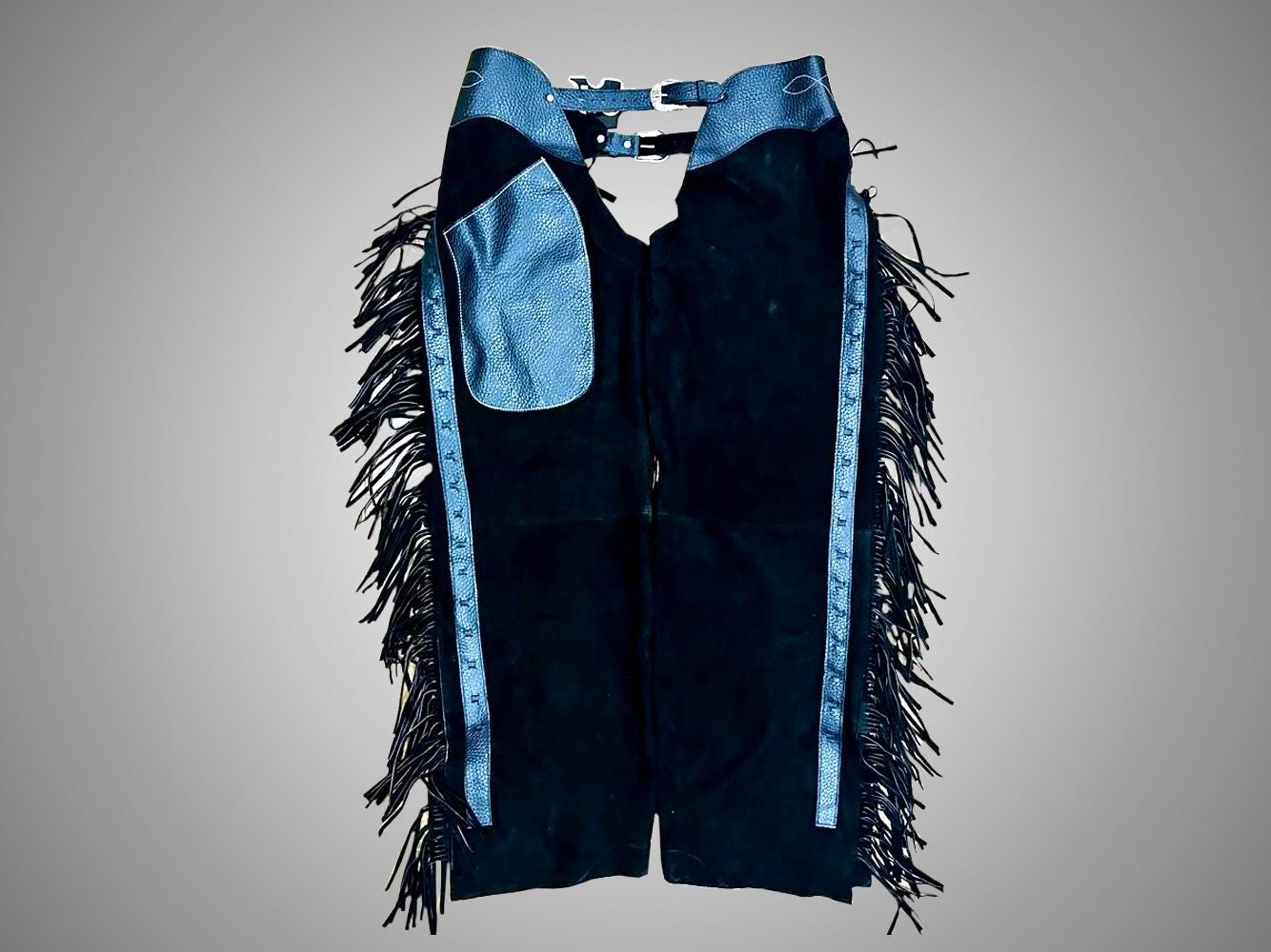 Mens 100% Real Suede Leather Western Cowboy Chap Fringes Handmade ...