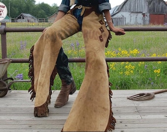 Suede Leather Western Chaps with Fringes, Women's Rodeo Gear