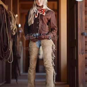 Women&#39;s Leather Hand Made Western Chap Horse Riding Fringes Pant Cowboy Costume Cowgirl Equestrian Chap Women Leather Chap Gift For Her