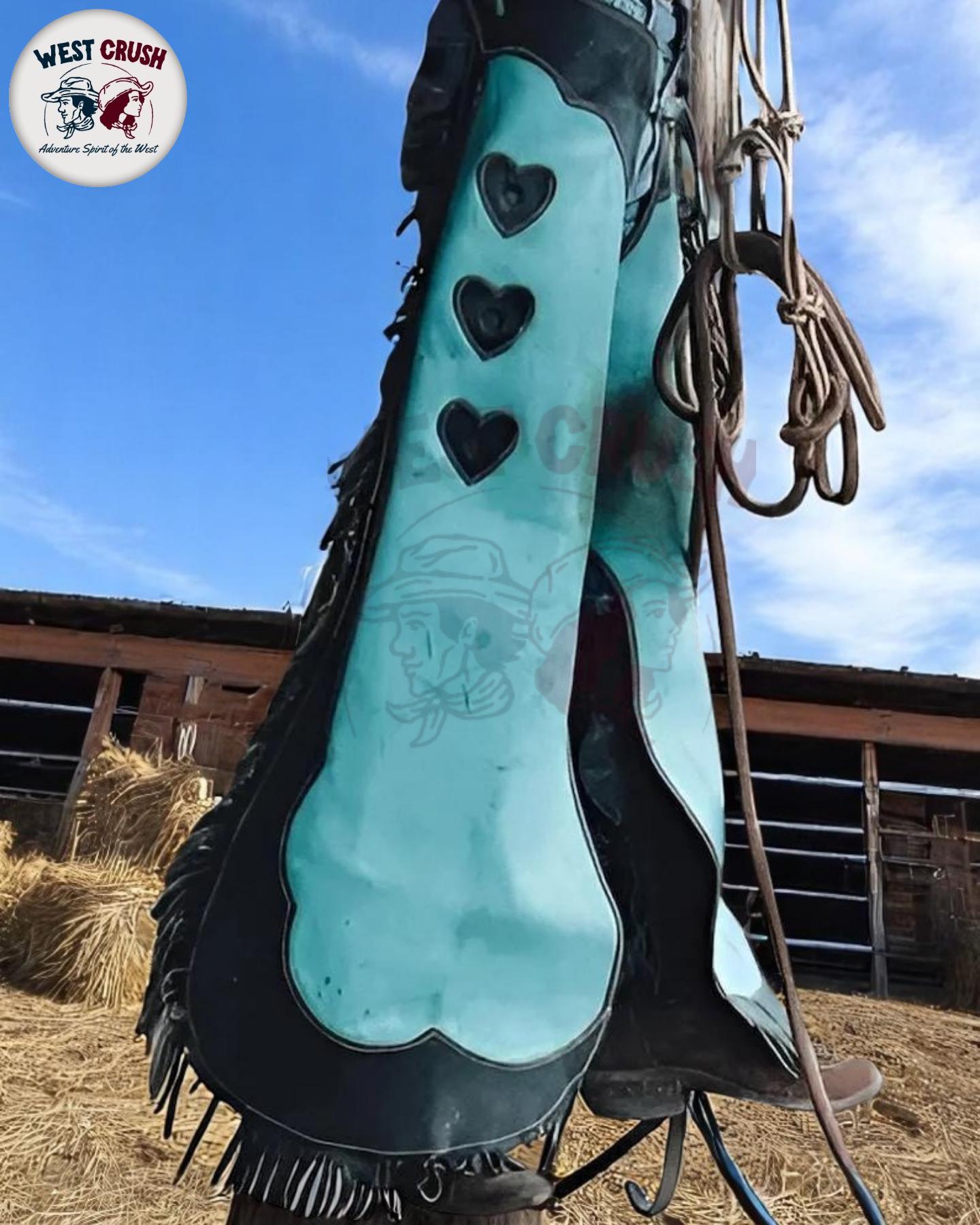 Chaps Western En Cuir Suédé Franges - Fait Main - Équitation Rodéo