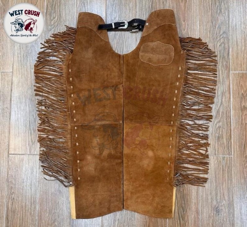 Chaps De Rodéo Vintage – Cuir Daim Marron Chocolat, état Comme Neuf, Taille Adulte Unisexe