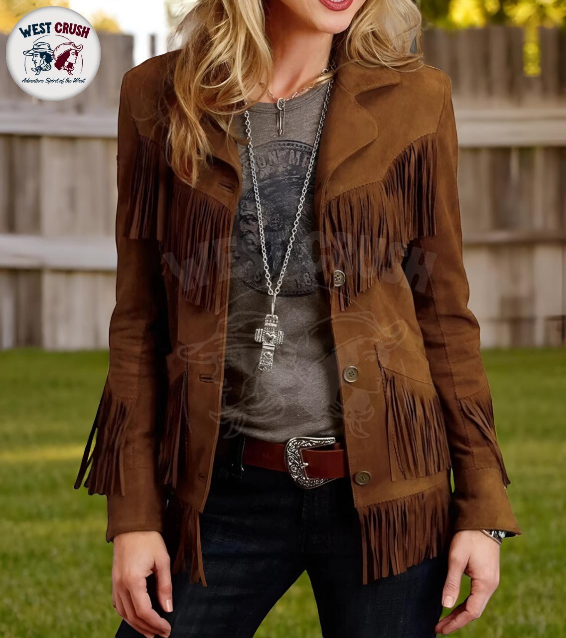 ジャケット・アウター 70s Vintage Suede P/O Western Jacket Buy Handmade Women's Brown Fringe Suede Jacket - 1970s Vintage