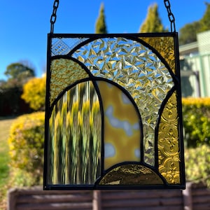Stained Glass Suncatcher Art Deco Arch