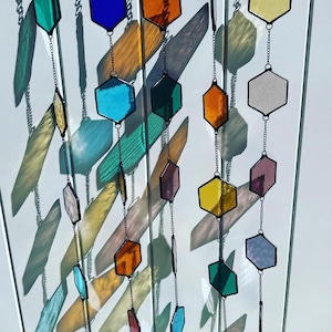 CUSTOM Colours - Stained Glass Suncatcher Hanging Hexagons