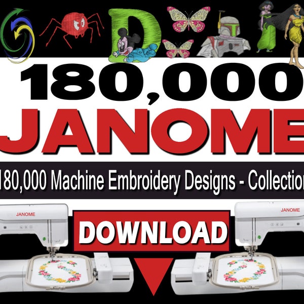 Embroidery Design Pattern Collection - 180.000 DESIGNS - im JEF Format Für JANOME Stickmaschinen - Download