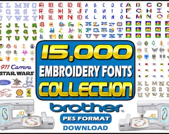 15,000 BROTHER Embroidery Fonts Collection: PES Format (Download)