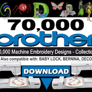 70,000 Embroidery Design Pattern Collection - in PES format For Brother, Baby Lock, Bernina Embroidery Machines DOWNLOAD