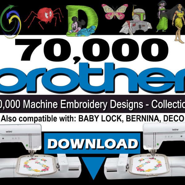 70.000 Stickmuster Sammlung - im PES Format Für Brother, Baby Lock, Bernina Stickmaschinen DOWNLOAD