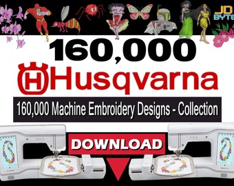 160,000 HUSQVARNA VIKING Machine Embroidery Designs Collection: HUS Format (Download)