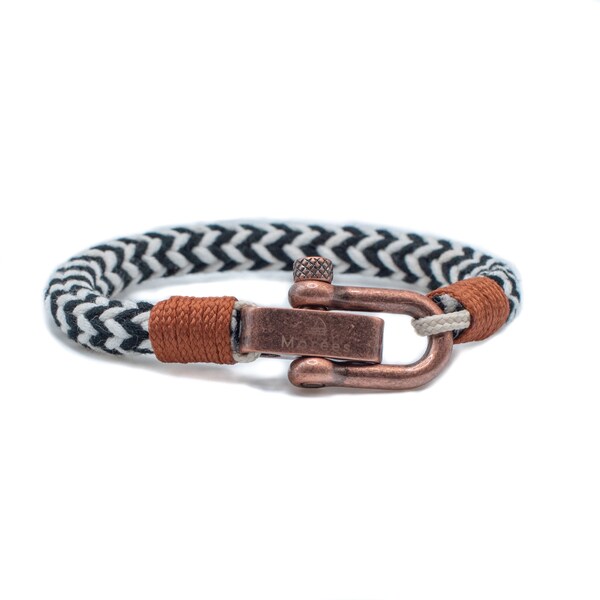 Bracelet Nautique EXINOX Homme/Femme - Manille Acier Inoxydable Et Nylon - Style Marin - 21cm