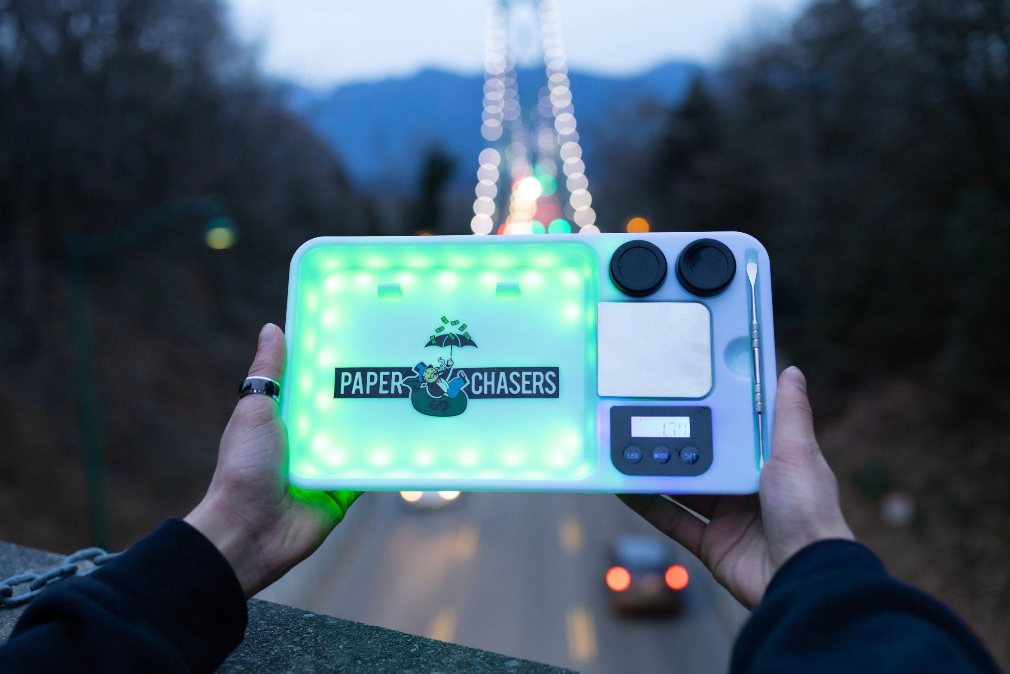 LED Rolling Tray With Builtin Digital Scale Includes a Metal Etsy