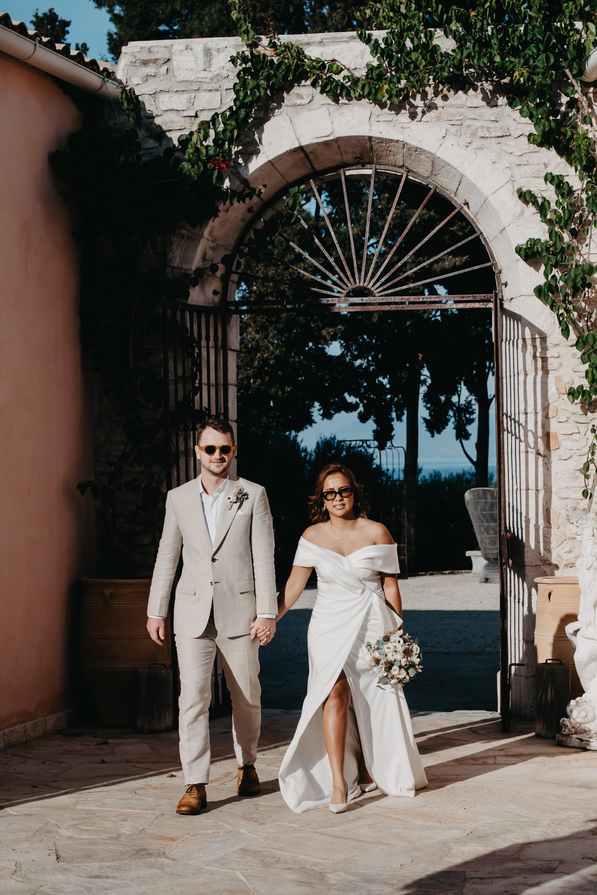 Off-Shoulder Column Wedding Dress