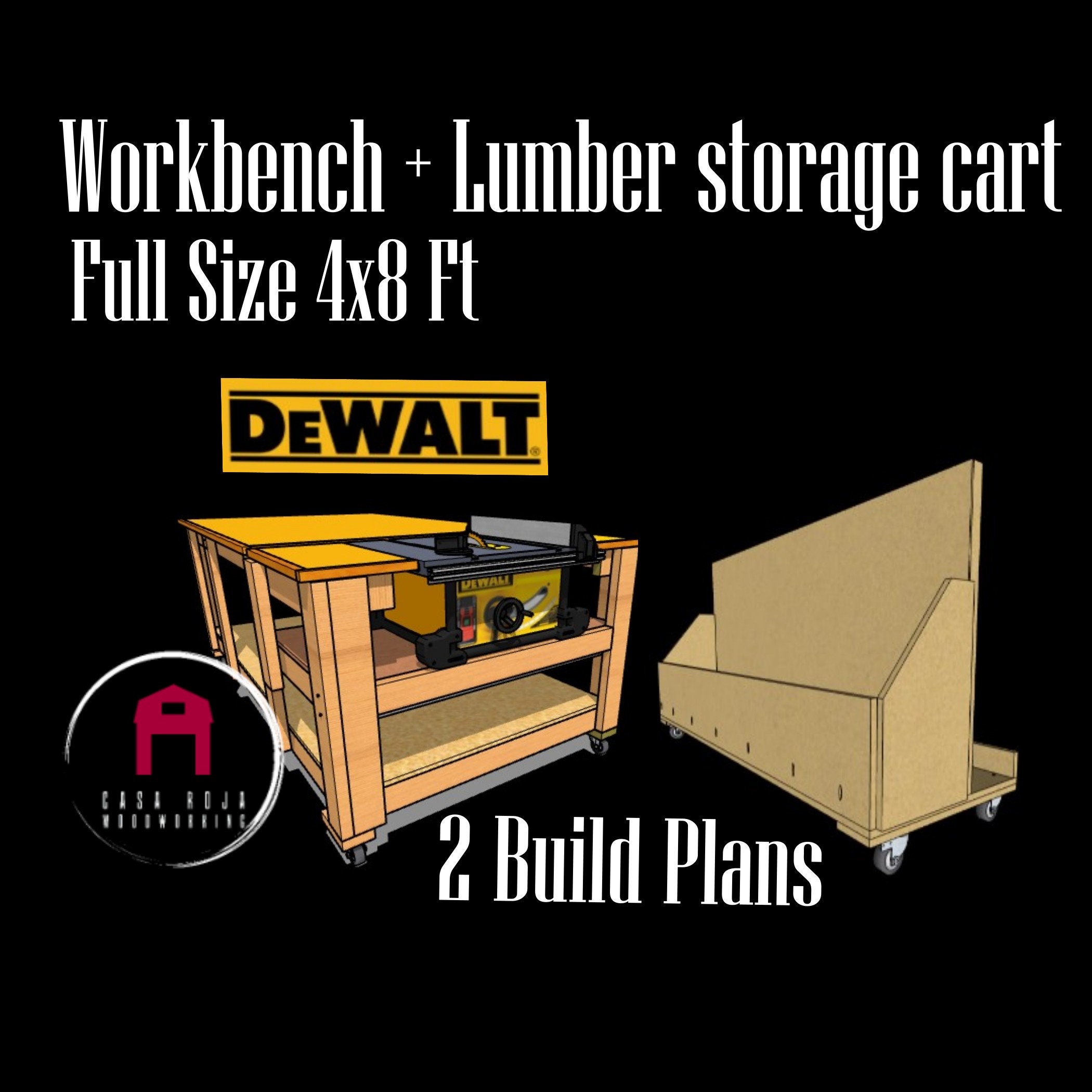 Workbench With Table Saw (full Size, 4X8) & Lumber Cart Build