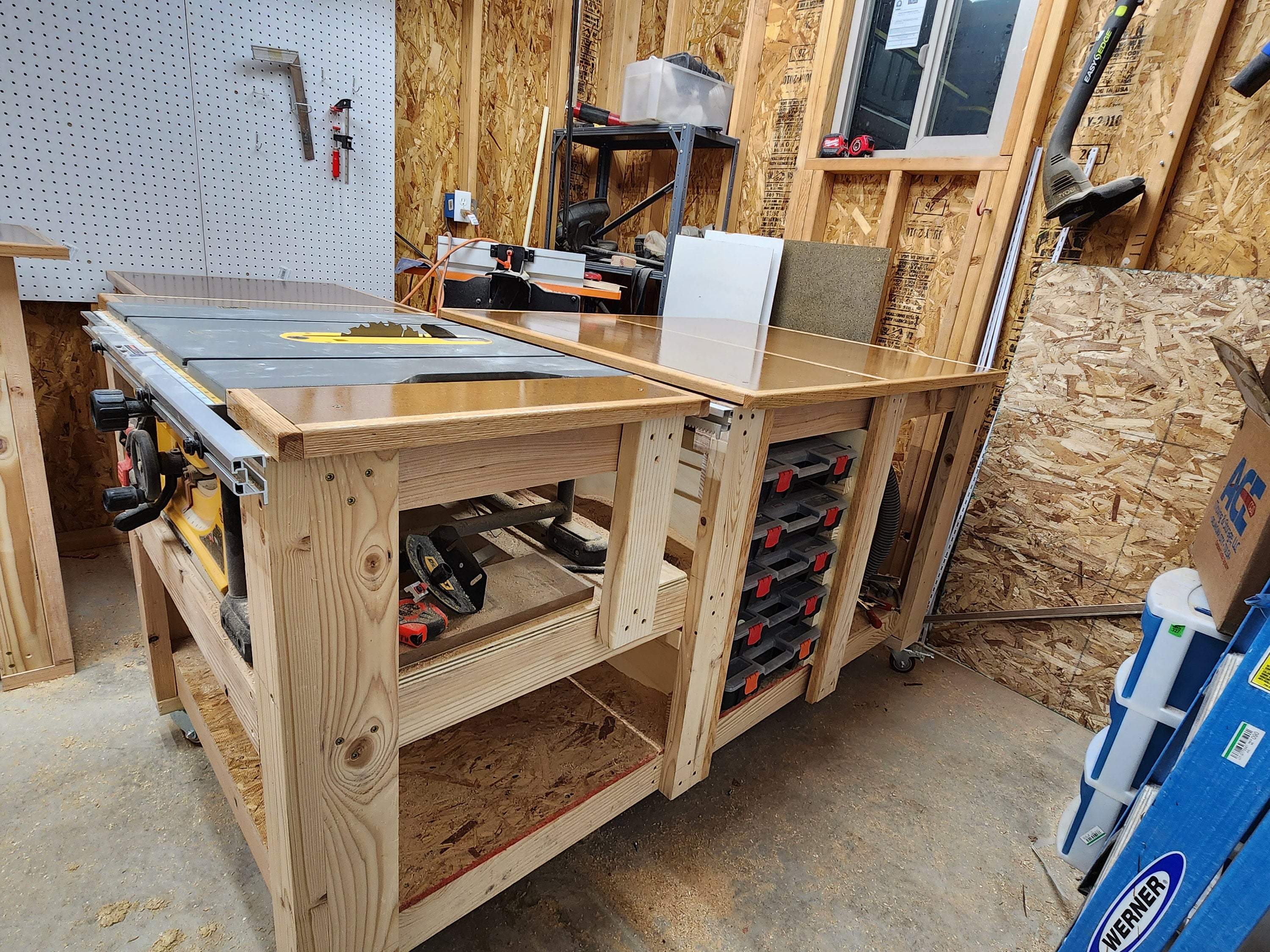 Workbench With Table Saw (full Size, 4X8) & Lumber Cart Build