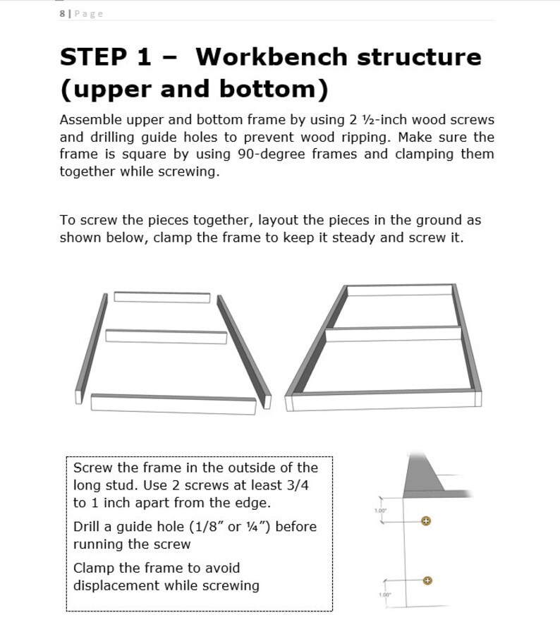The Simple Workbench 2x4 Ft Build Plans - Etsy